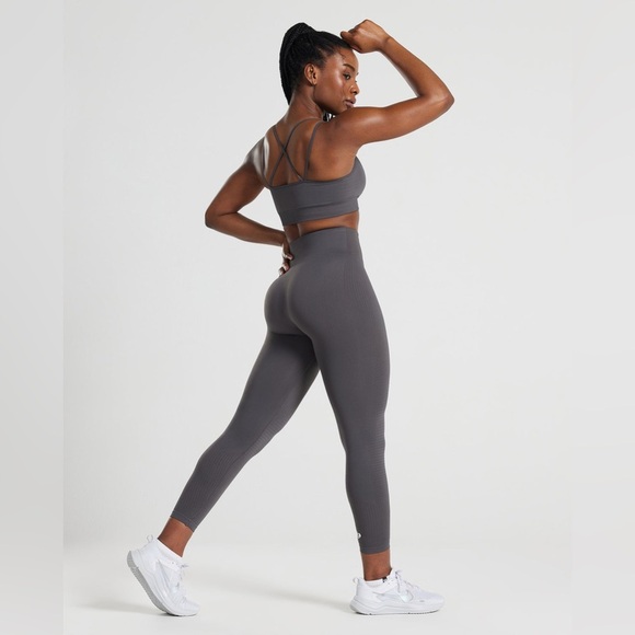 Women’s Best Power Seamless 7/8 Leggings Gray Graphite Small High-Waist Workout - Picture 1 of 12